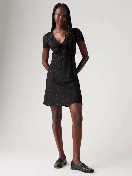 Levi's Women's Delray Floral-Print V-Neck Mini Dress Size M - Picture 1 of 4